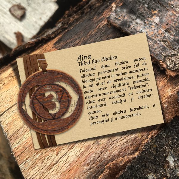 Pandant Amuleta din Lemn - Chakra celui de al Treilea Ochi Ajna