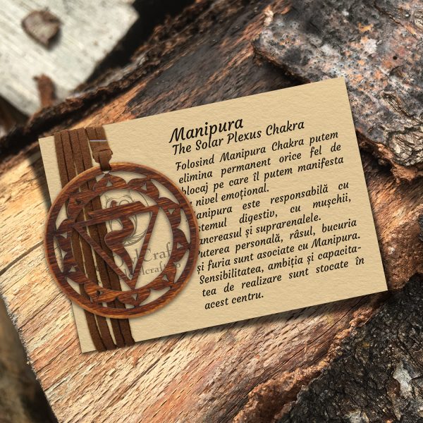 Pandant Amuleta din lemn - Chakra Plexului Solar Manipura