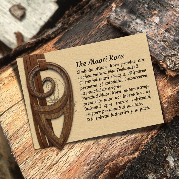 Pandant Amuleta din Lemn - Maori Koru - nuc