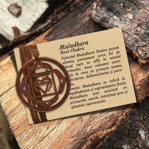 Pandant Amuleta din lemn - Chakra Radacina Muladhara