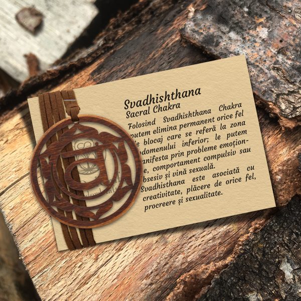 Pandant Amuleta din lemn - Chakra Sacrala Svadisthana