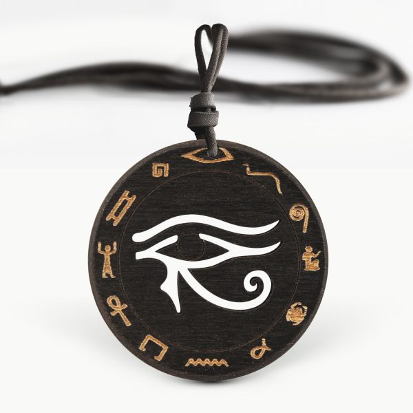 Pandantiv Amuleta din Lemn cu Simbolul Eye of Horus