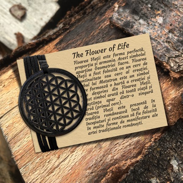 Pandant Amuleta din Lemn - Floarea vietii - Flower of Life - wenge