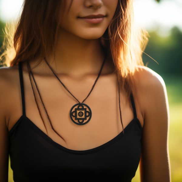 Amuleta Pandantiv din Lemn cu Simbolul Shambala