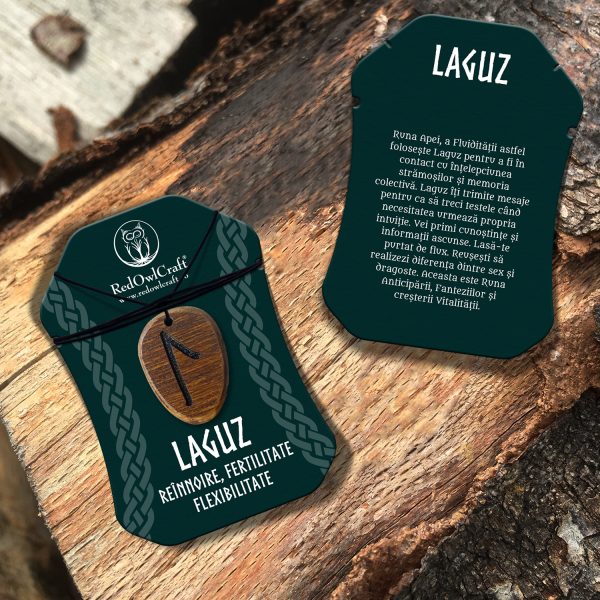 Amuleta pandantiv din lemn runa Laguz