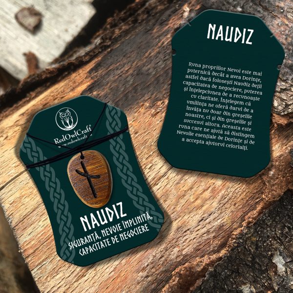 Amuleta pandantiv din lemn runa Naudiz