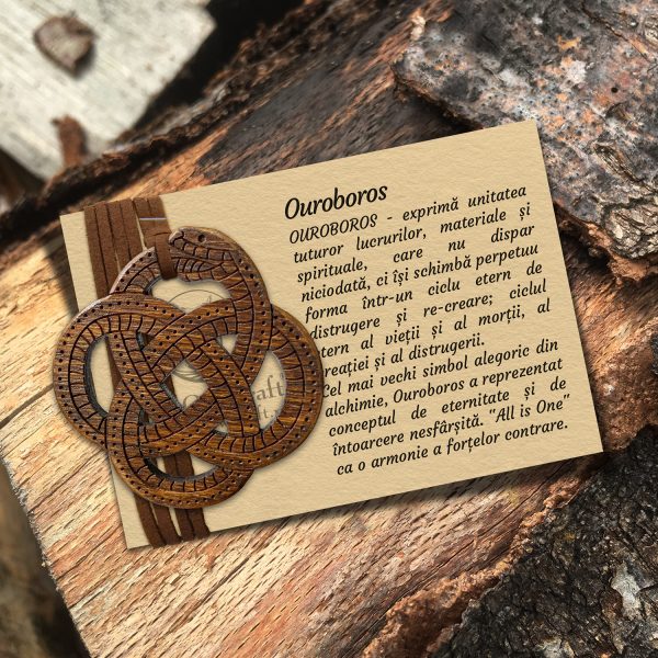 Amuleta Pandantiv din Lemn - Ouroboros - nuc