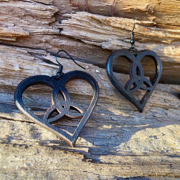 Cercei amuleta din Lemn - The Celtic knot Heart wenge