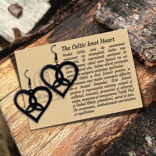 Cercei amuleta din Lemn - The Celtic knot Heart wenge