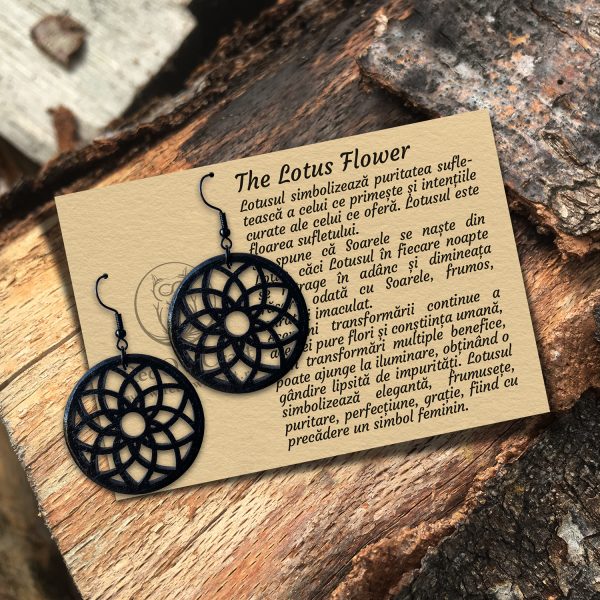 Cercei amuleta din Lemn The Lotus Flower wenge