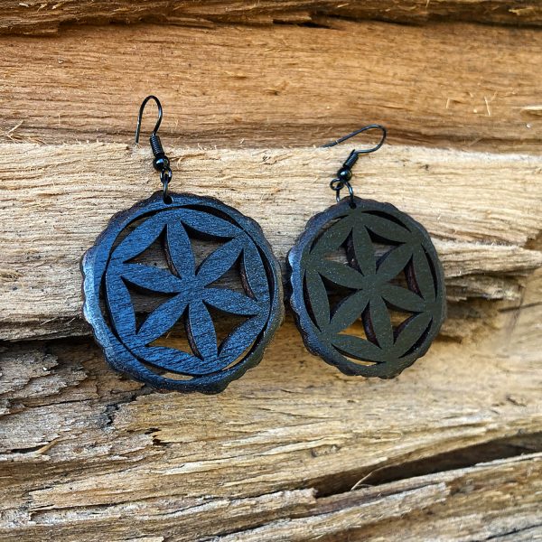 Cercei amuleta din Lemn The Seeds of Life wenge