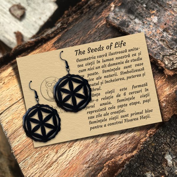 Cercei amuleta din Lemn The Seeds of Life wenge