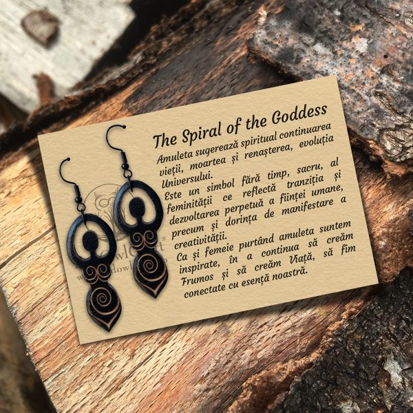 Cercei amuleta din lemn - Zeita - The Goddess wenge