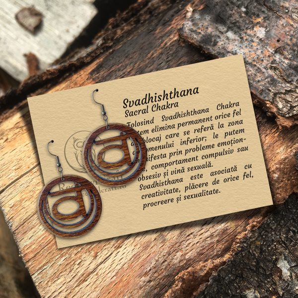Cercei Amuleta din lemn - Chakra Sacrala Svadisthana