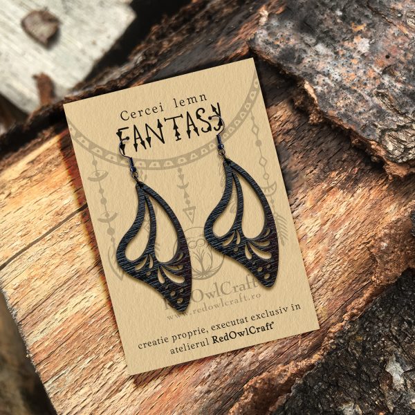 Cercei din Lemn Fantasy Butterfly wenge