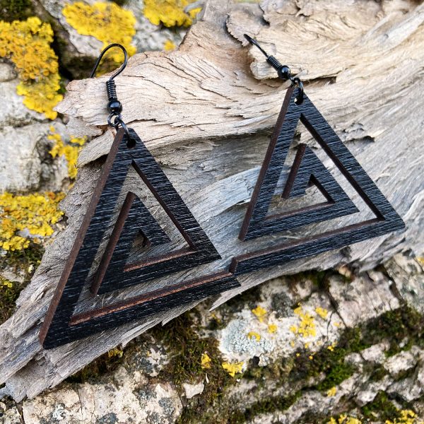 Cercei din Lemn Fantasy Spiral Triangle wenge