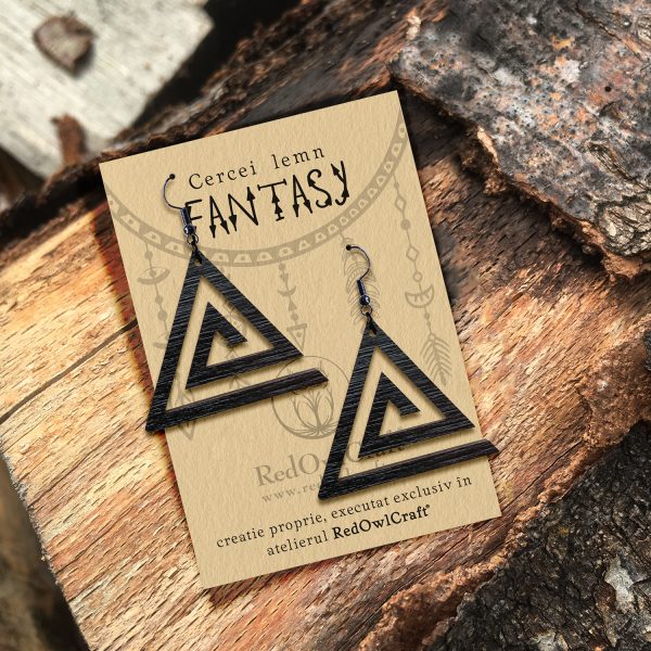 Cercei din Lemn Fantasy Spiral Triangle wenge