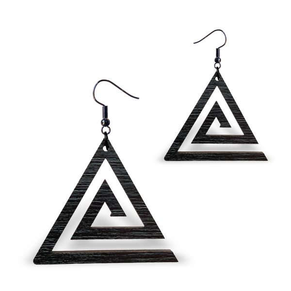 Cercei din Lemn Fantasy Spiral Triangle wenge