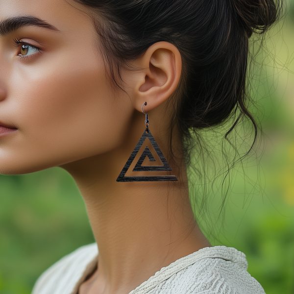Cercei din Lemn Fantasy Spiral Triangle wenge