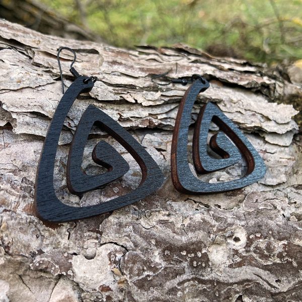 Cercei din Lemn Fantasy Spiral wenge