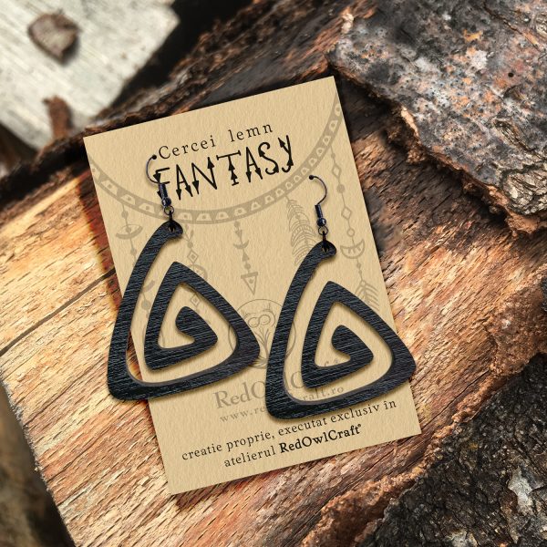 Cercei din Lemn Fantasy Spiral wenge