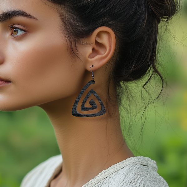 Cercei din Lemn Fantasy Spiral wenge