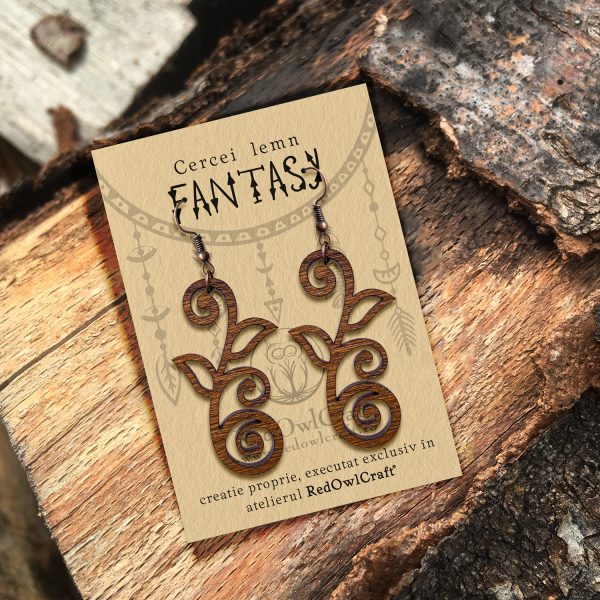 Cercei din Lemn Fantasy Spring nuc