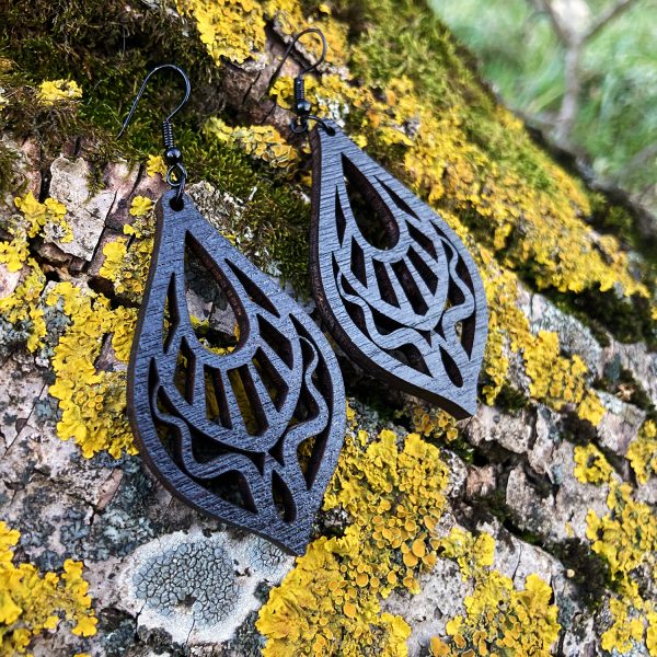 Cercei din Lemn Fantasy Tear Drop wenge