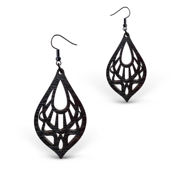 Cercei din Lemn Fantasy Tear Drop wenge