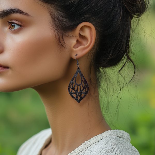 Cercei din Lemn Fantasy Tear Drop wenge