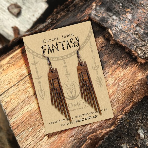 Cercei din Lemn Fantasy Tower nuc