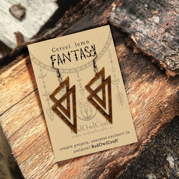 Cercei din Lemn Fantasy Twins nuc
