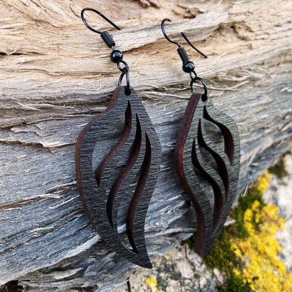 Cercei din Lemn Fantasy Wings wenge