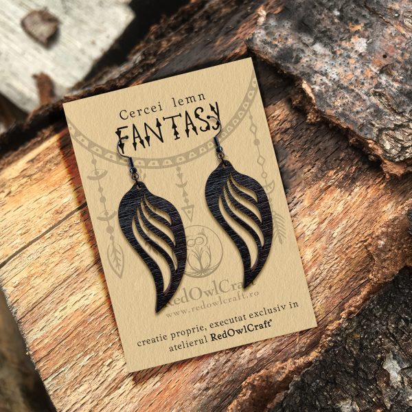 Cercei din Lemn Fantasy Wings wenge