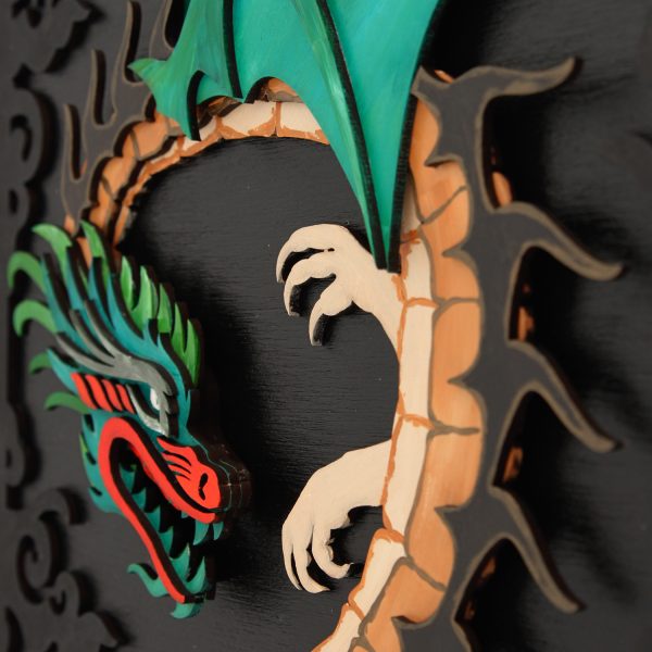 Tablou lemn pictat manual - The Dragon - Apa