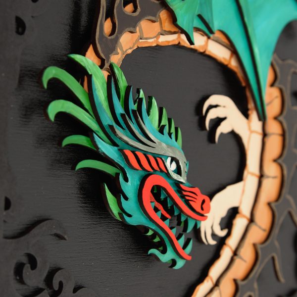 Tablou lemn pictat manual - The Dragon - Apa