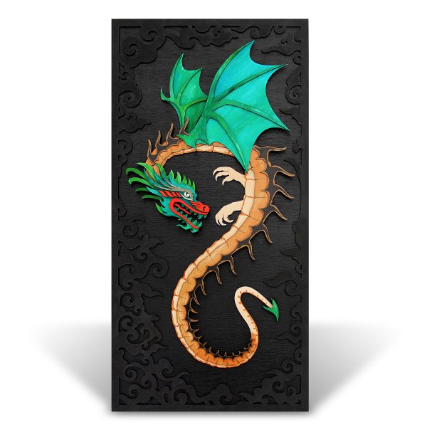 Tablou lemn pictat manual - The Dragon - Apa