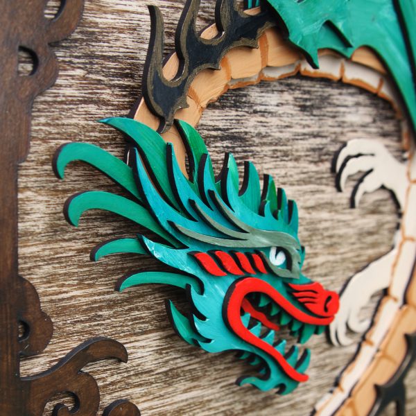 Tablou lemn pictat manual - The Dragon - Apa nuc