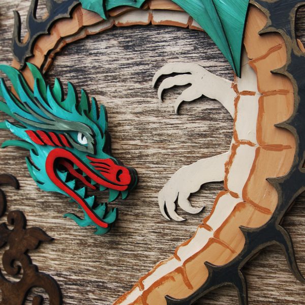 Tablou lemn pictat manual - The Dragon - Apa nuc