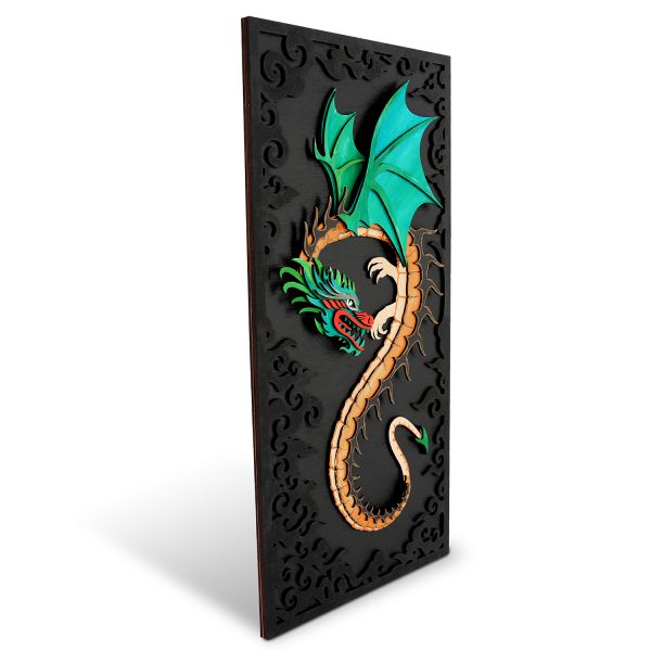 Tablou lemn pictat manual - The Dragon - Apa