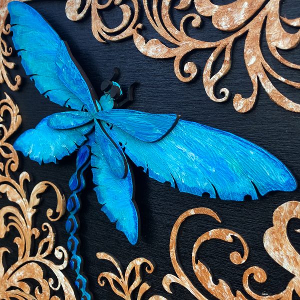 Tablou lemn pictat manual - The DragonFly - Aer