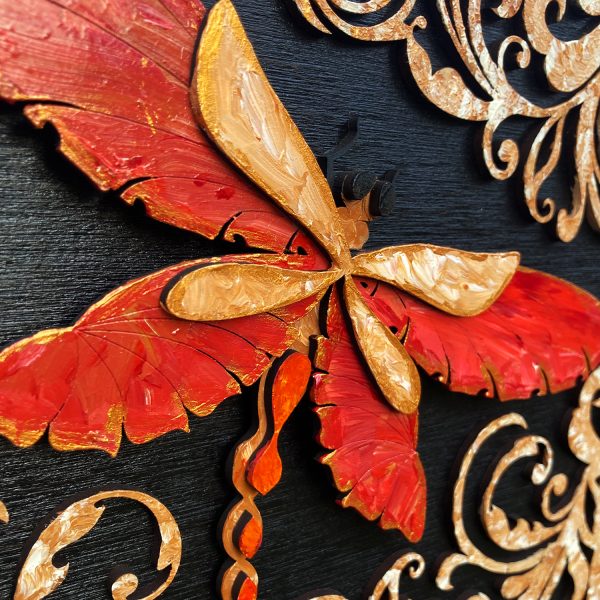 Tablou lemn pictat manual - The DragonFly - Foc