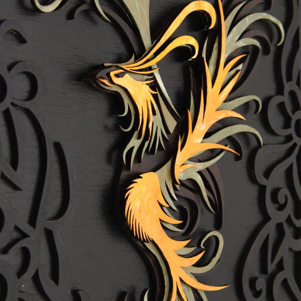 Tablou lemn pictat manual - The Phoenix - Pamant
