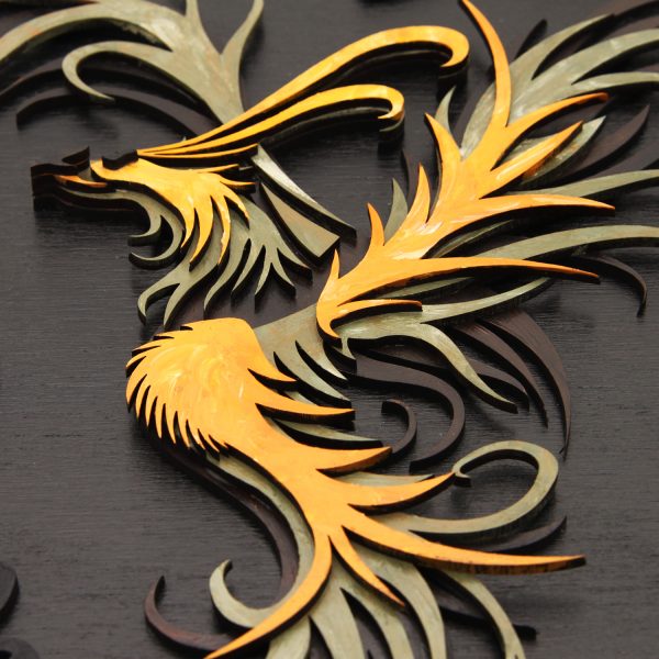 Tablou lemn pictat manual - The Phoenix - Pamant