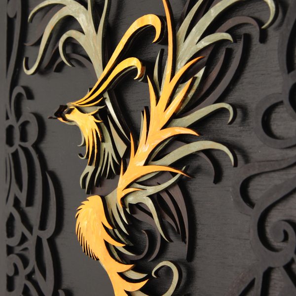 Tablou lemn pictat manual - The Phoenix - Pamant