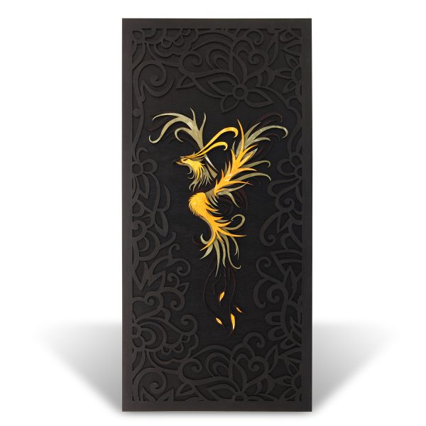 Tablou lemn pictat manual - The Phoenix - Pamant