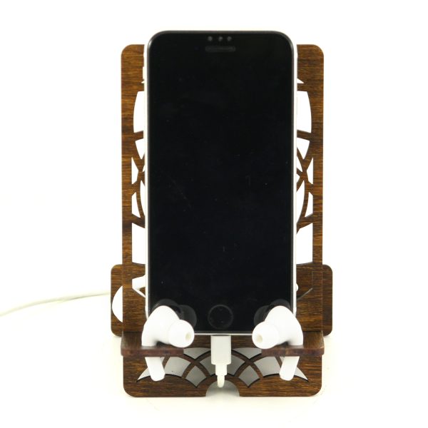 Suport Smartphone din lemn – model Floarea de Lotus