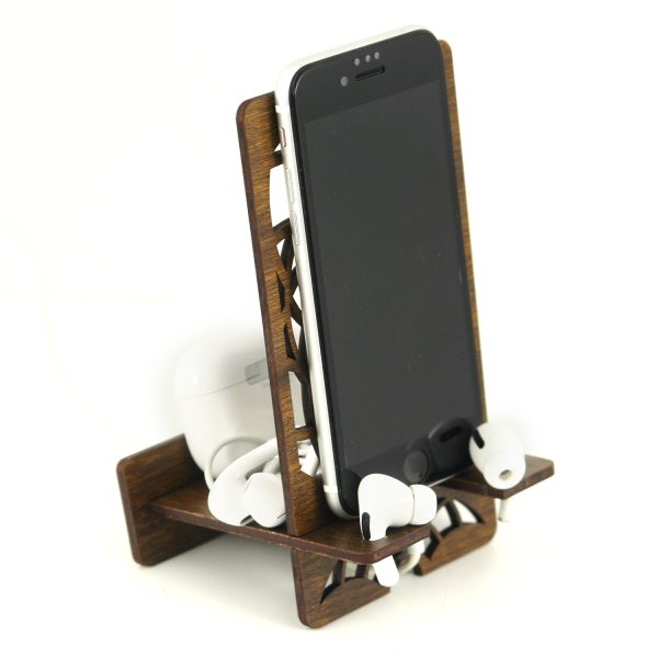 Suport Smartphone din lemn – model Floarea de Lotus