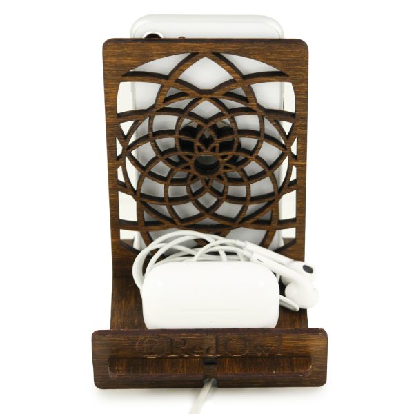 Suport Smartphone din lemn – model Floarea de Lotus