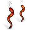 Cercei din Lemn Intarsie Snake - Rosu